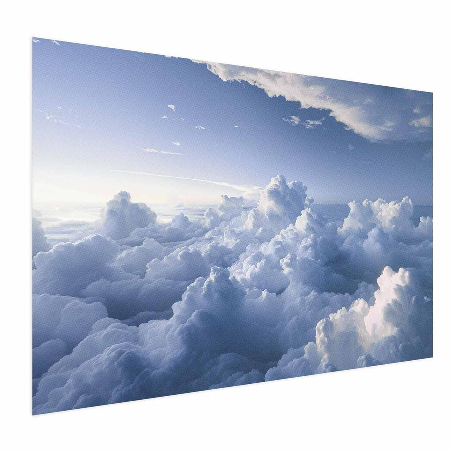 Poster - Aerial Landscapes: Sunbeams Illuminating Puffy Cloud Formations Artgeist