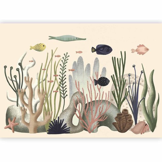 Fototapete - Underwater World - Fish and Corals in Pastel Colours