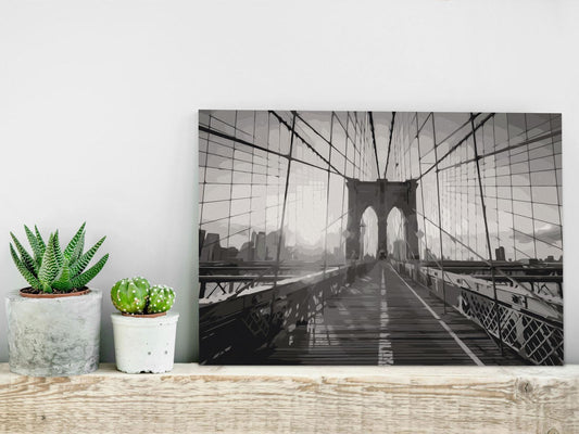 New York Bridge Wandbild zum Ausmalen - Urbanes Skyline-Kunstwerk mit nummerierten Feldern für entspannende Malstunden - Sawelt