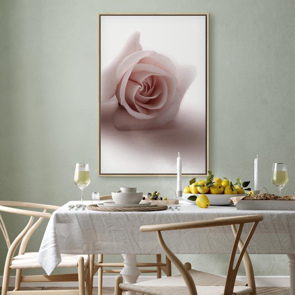 Leinwandbild - Floral Glamour Glow (1-part) - Delicate and Pastel Pink Rose