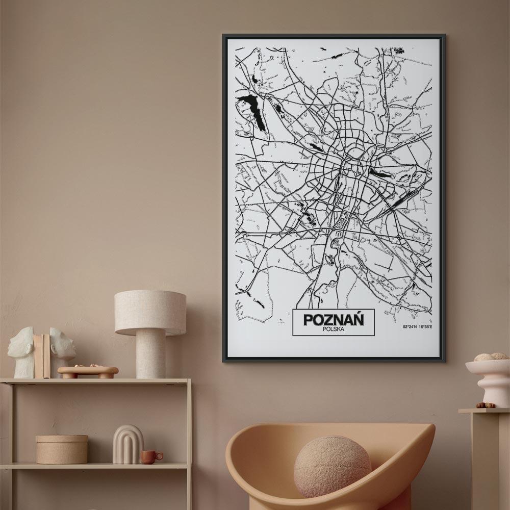Leinwandbild - City Plan: Poznan (1 Part) Vertical