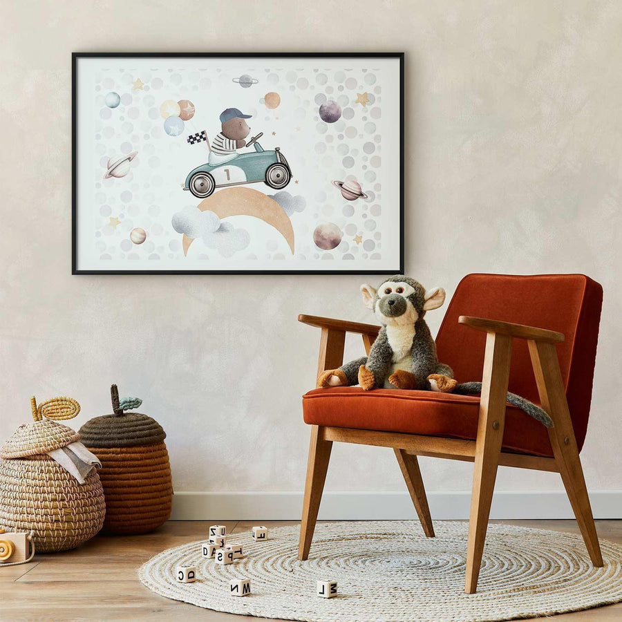Poster - Bear in a Race Car Artgeist