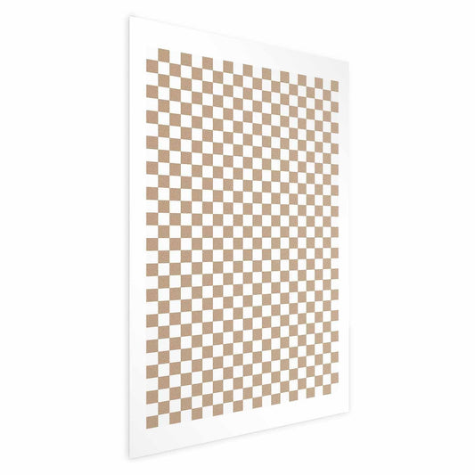 Poster - Geometry and Browns - a chessboard pattern in neutral shades Artgeist