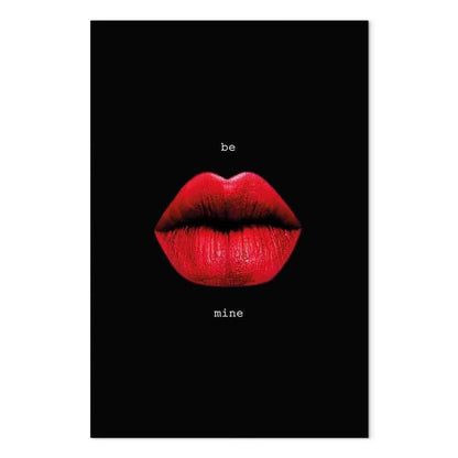Leinwandbild - Red Lips (1-part) - Black Background with English Text