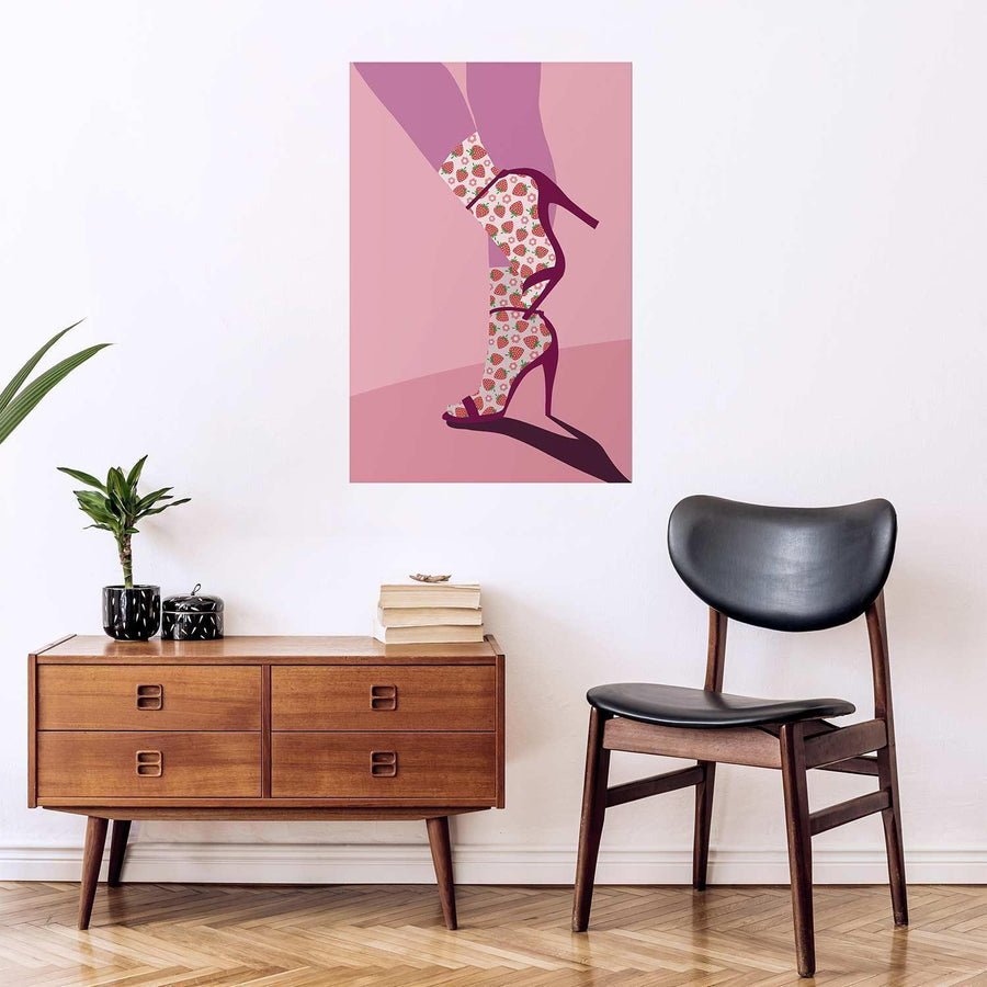 Poster Erdbeersocken – Verspielt, frech & modern