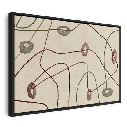 Leinwandbild - Lines and shapes – bead labyrinth on a pale washed background