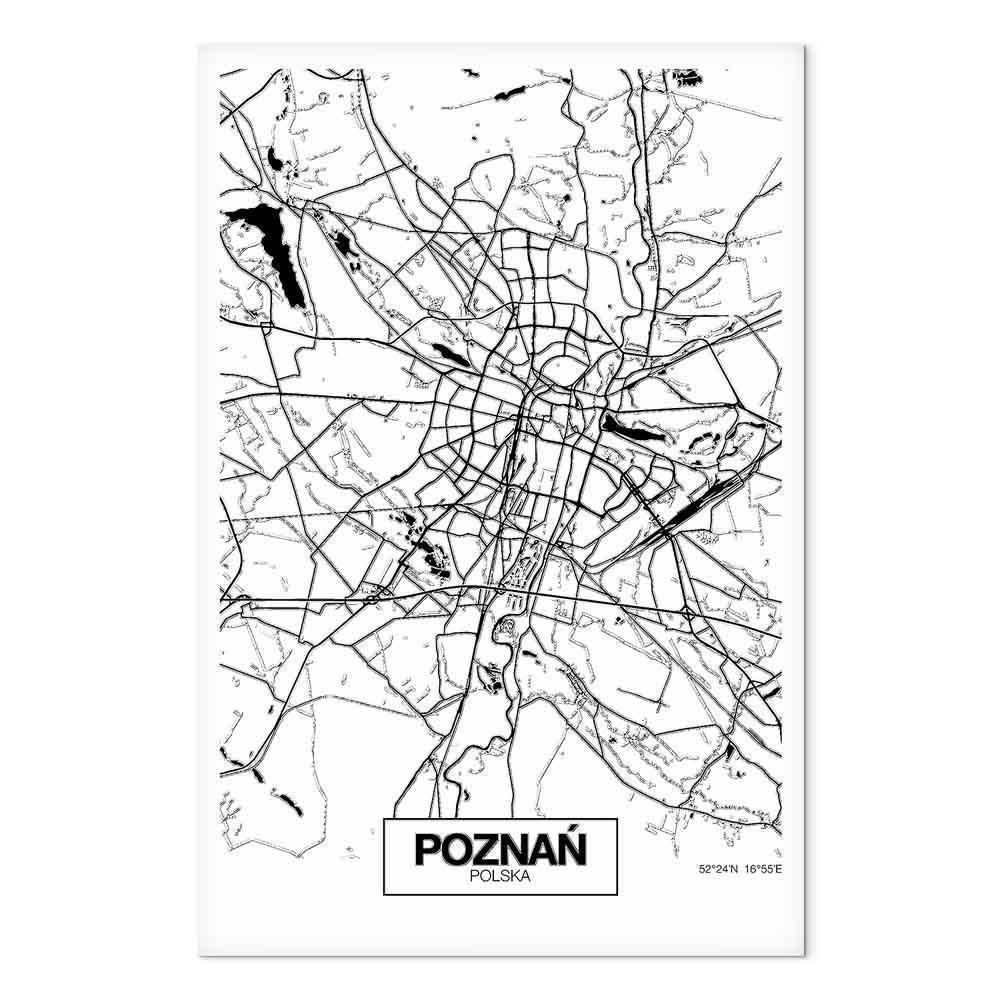 Leinwandbild - City Plan: Poznan (1 Part) Vertical