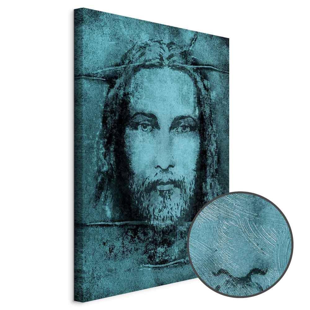 Leinwandbild - Shroud of Turin in Turqoise (1 Part) Vertical