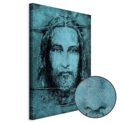 Leinwandbild - Shroud of Turin in Turqoise (1 Part) Vertical