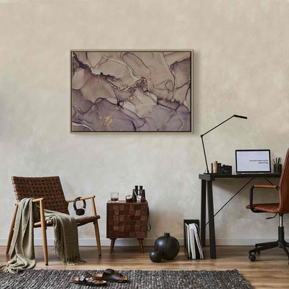 Leinwandbild - Watercolour abstraction - powder pink marble with gold accents