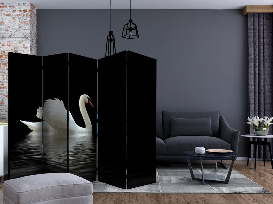 Paravent - swan (black and white) II Artgeist