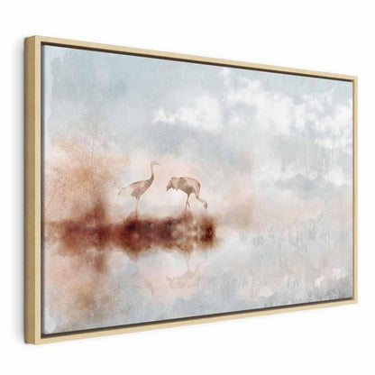 Leinwandbild - Cranes in the Morning (1 Part) Wide