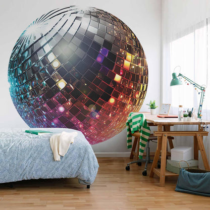 Runde Fototapete - Silver disco ball