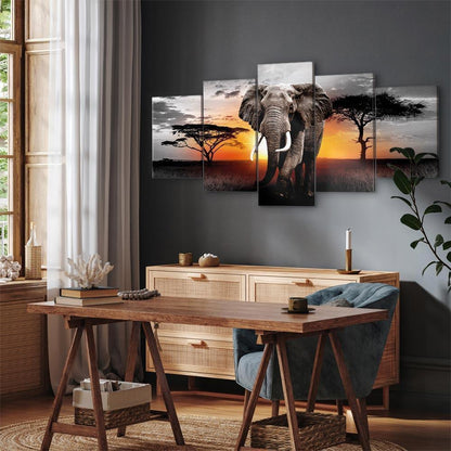 Leinwandbild - Elephant at Sunset