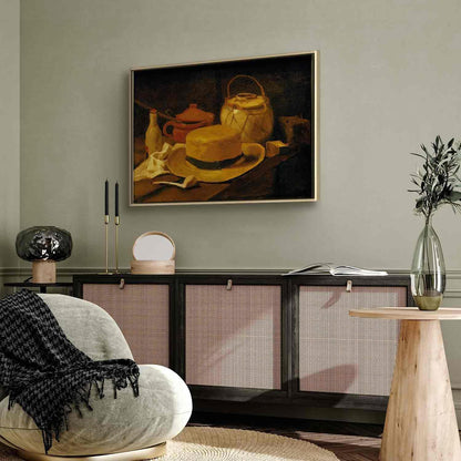 Leinwandbild - Vincent Van Gogh – Still life with yellow straw hat