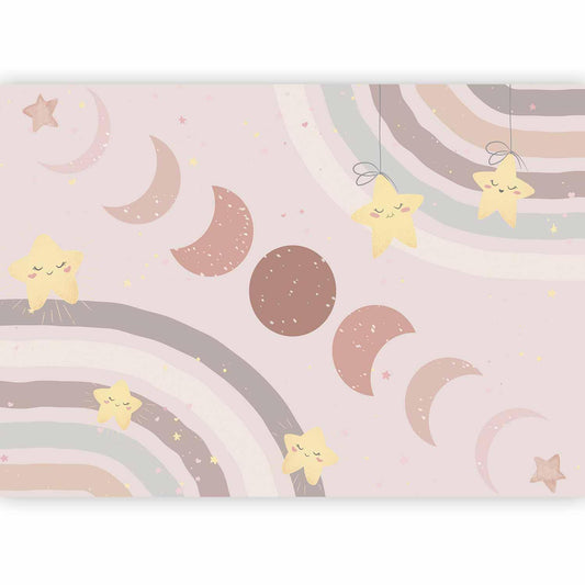 Fototapete - Phases of the Moon Among Stars and Rainbows