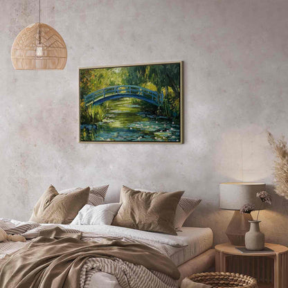 Leinwandbild - Impressionist bridge - painting of a bridge against a picturesque background