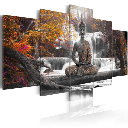 Leinwandbild „Buddha im Herbst“ – Ruhe & Achtsamkeit in warmen Tönen