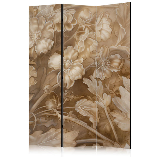Paravent - Carved Floral Ornaments in Soft Sepia and Brown Tones Artgeist