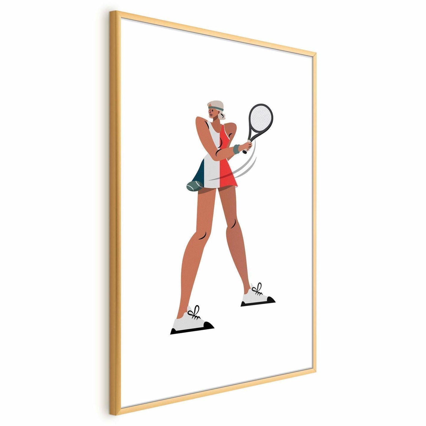 Poster - Tennis Player with a Racket on a White Background - Illustration Artgeist