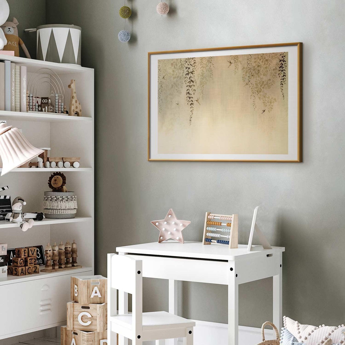 Poster - Beige Hummingbirds