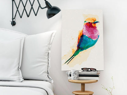 Exotic Bird Wandbild zum Ausmalen - Tropischer exotischer Vogel Motiv mit nummerierten Feldern für entspannende Kreativität