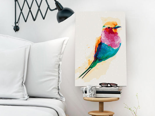 Exotic Bird Wandbild zum Ausmalen - Tropischer exotischer Vogel Motiv mit nummerierten Feldern für entspannende Kreativität
