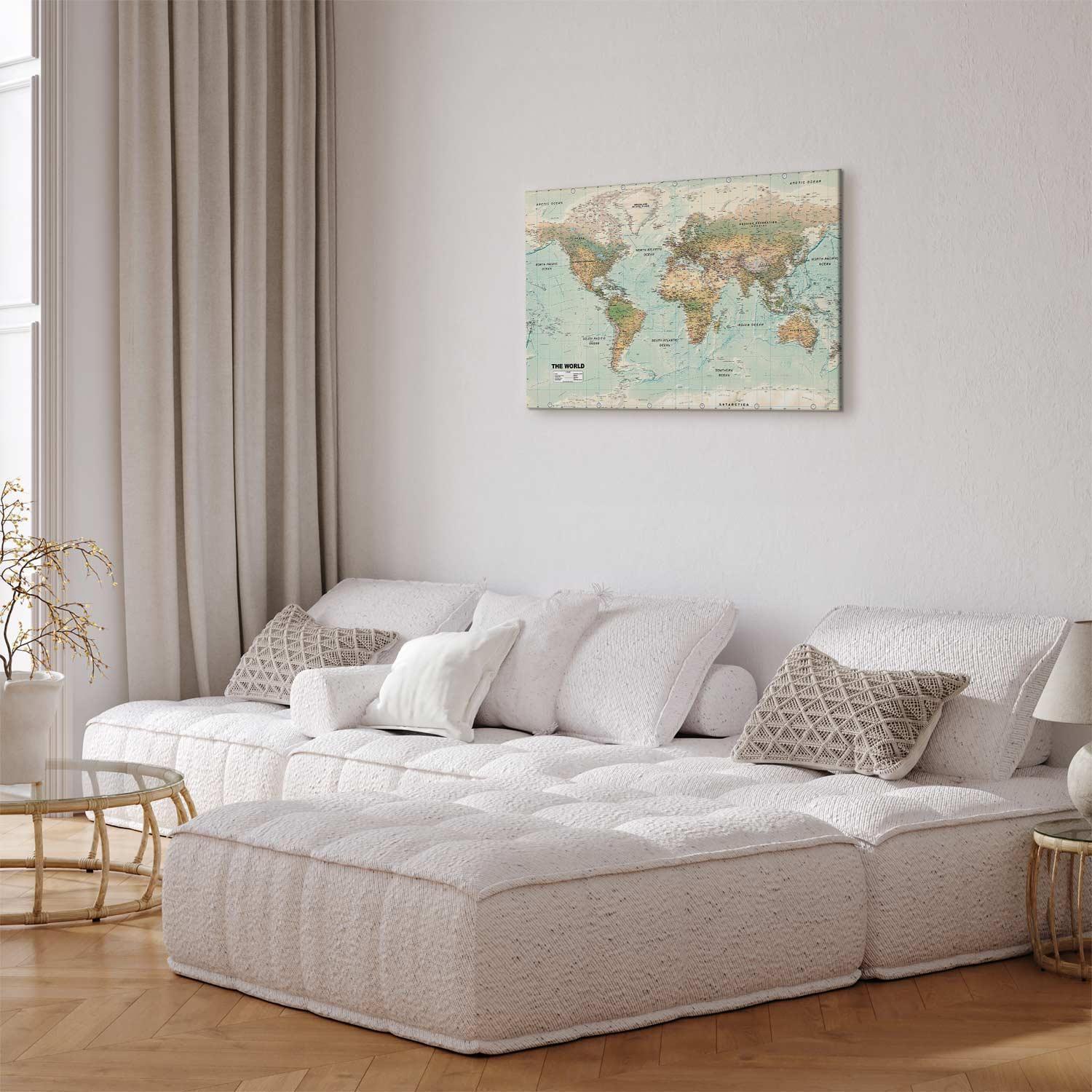 Leinwandbild - World Map: Beautiful World Artgeist