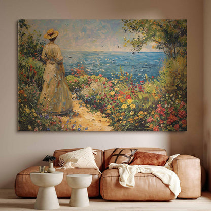 Wandbild XXL - Nostalgic impression - a pensive woman contemplating