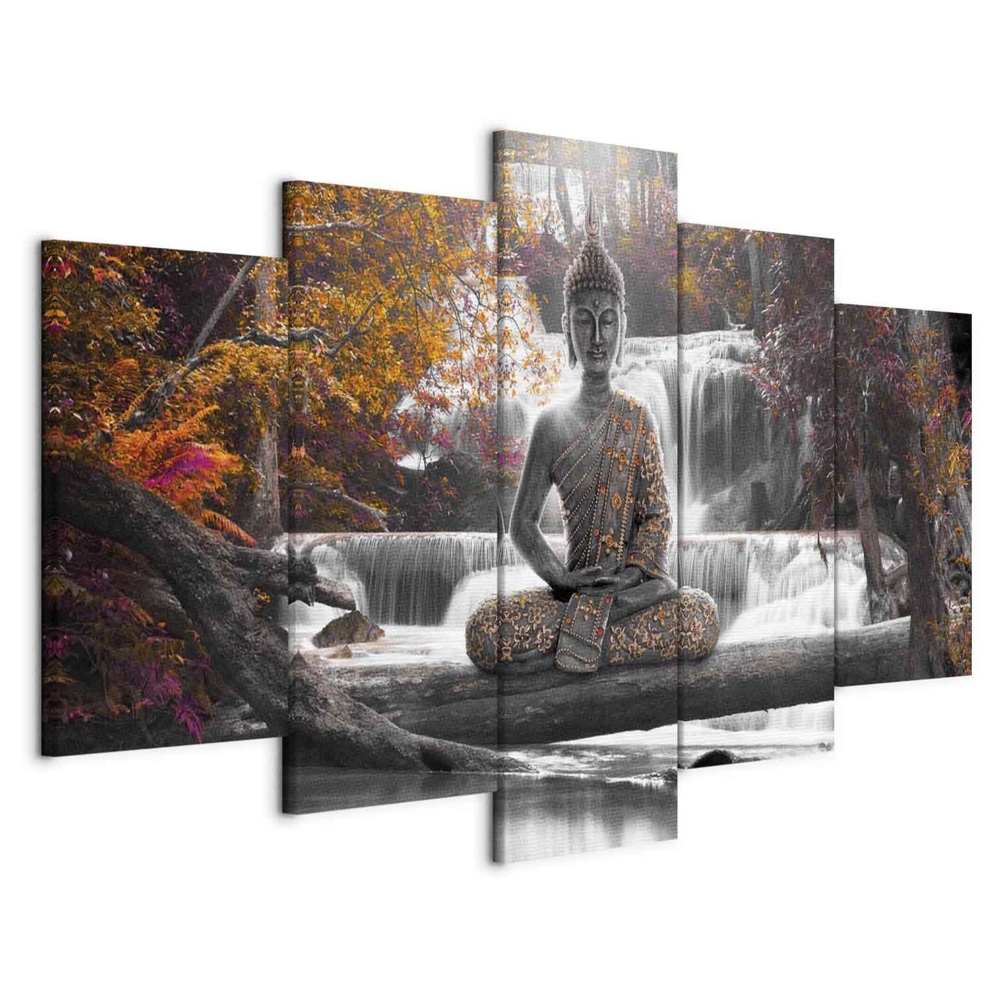 Leinwandbild „Buddha im Herbst“ – Ruhe & Achtsamkeit in warmen Tönen
