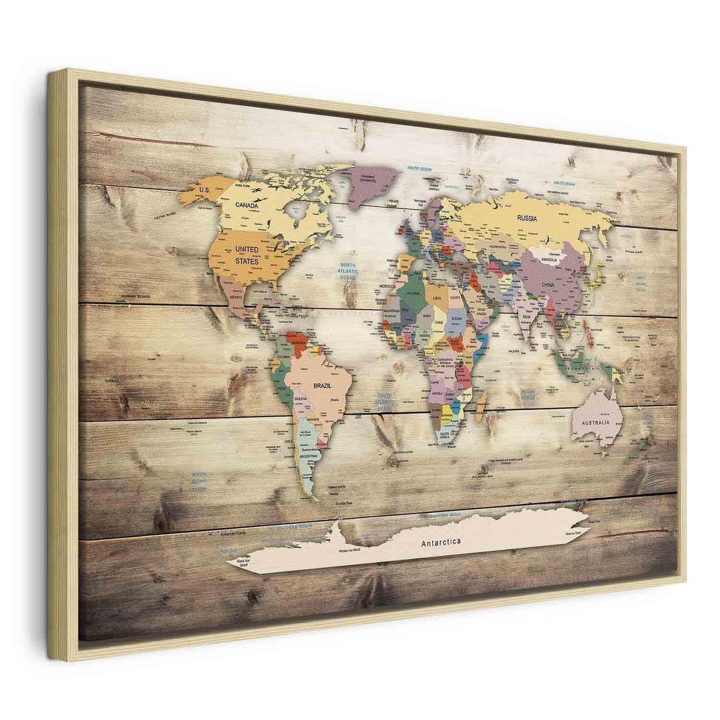 Leinwandbild - World Map: Colourful Continents Artgeist
