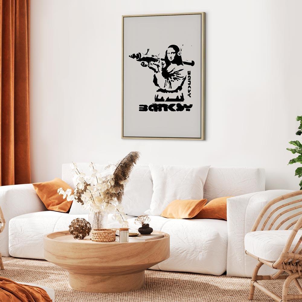 Leinwandbild - Contrast Duel (1-part) - Banksy on Mural with Mona Lisa