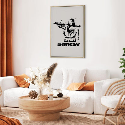 Leinwandbild - Contrast Duel (1-part) - Banksy on Mural with Mona Lisa