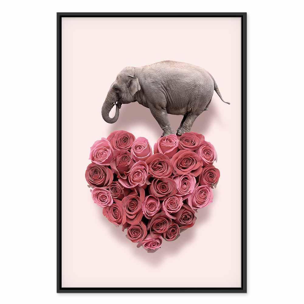 Leinwandbild - Elephant Lover (1-part) - Elephant Amid Pink Flowers