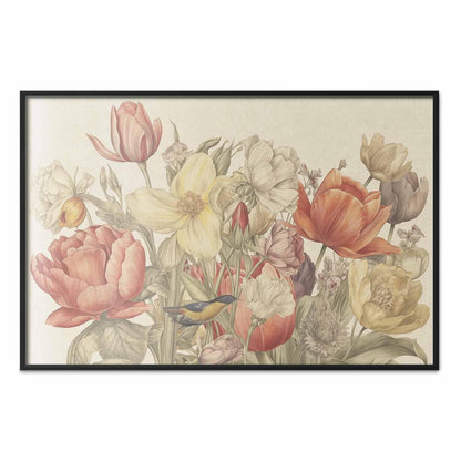 Poster - Flower Bouquet on a Cream Background