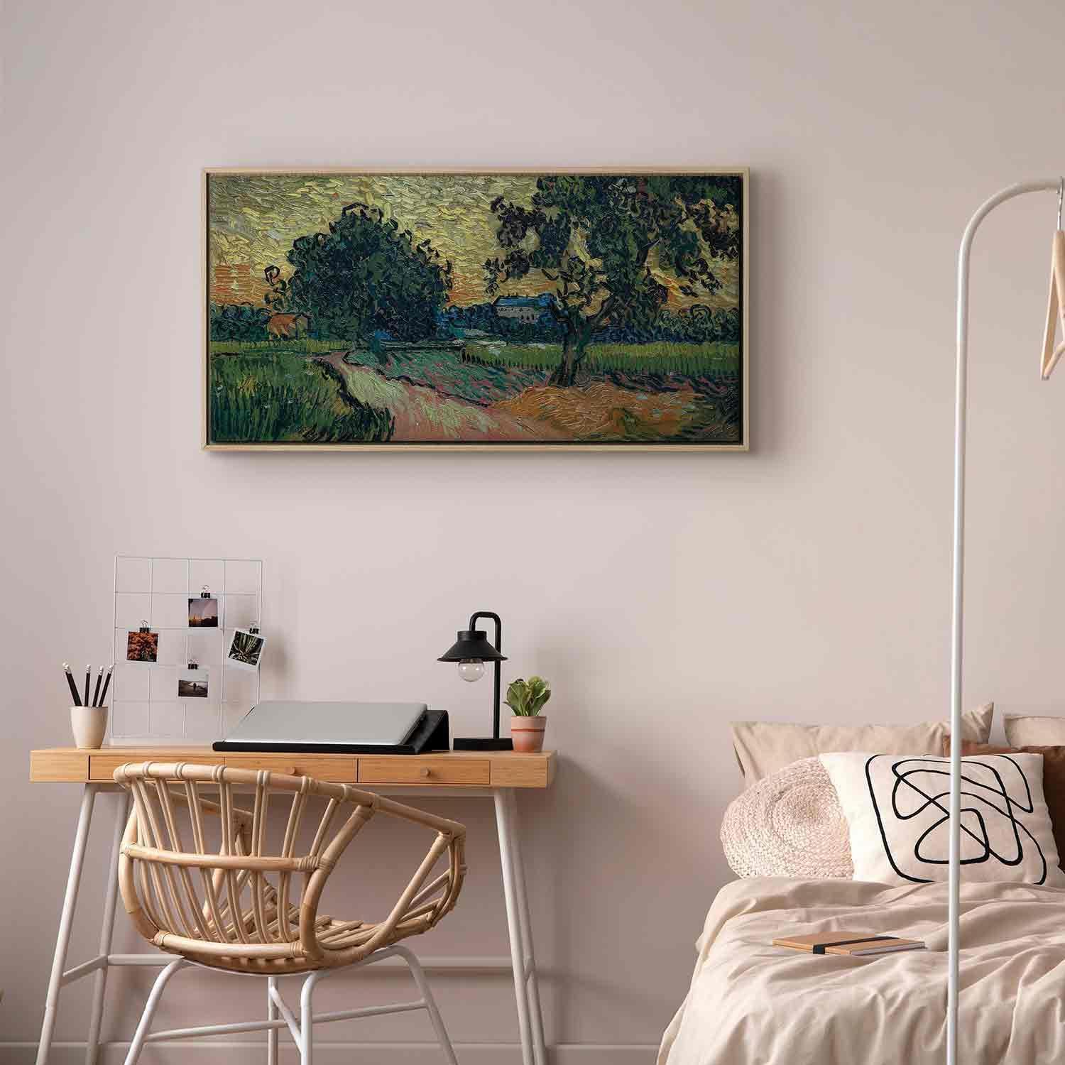 Leinwandbild - Landscape with the Chateau of Auvers at Sunset (Vincent Van Gogh) Artgeist