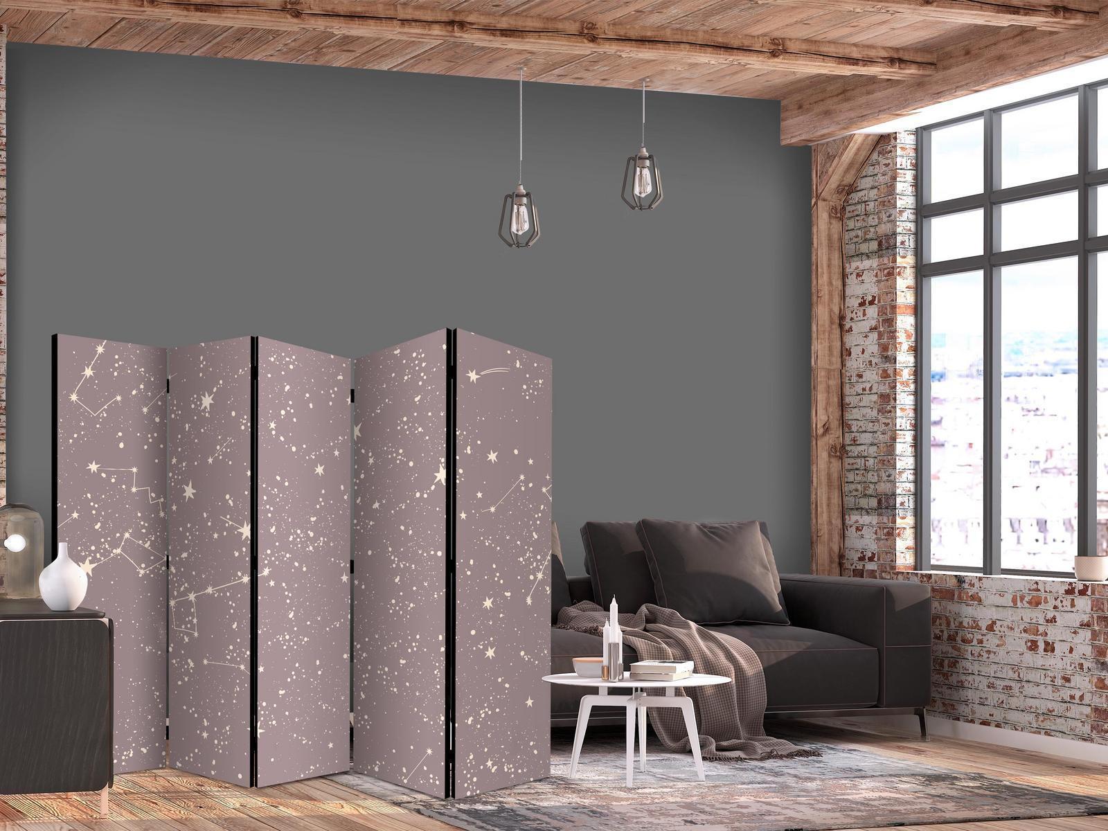Paravent - Night Sky - Artistic Constellations and Stars in Pastel Shades Artgeist