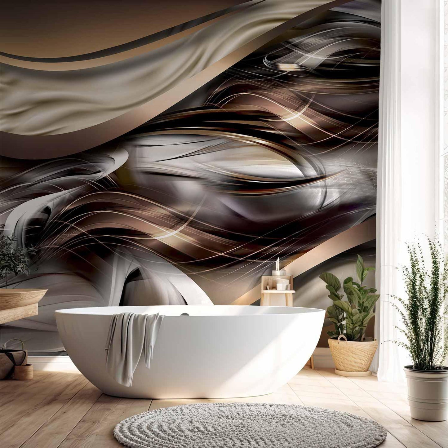 Fototapete Bernstein-Wellen – Abstrakte Goldtöne mit Fließeffekt
