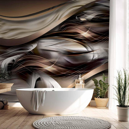 Fototapete Bernstein-Wellen – Abstrakte Goldtöne mit Fließeffekt