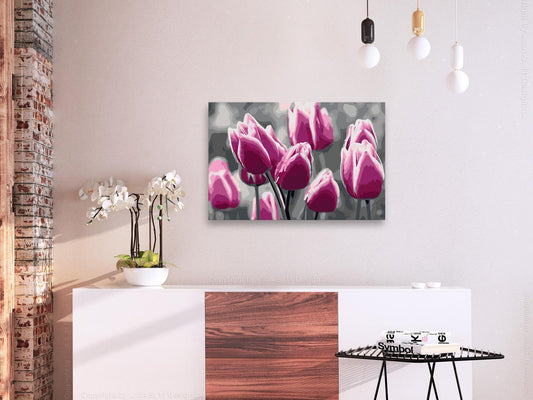 Malen nach Zahlen Blühendes Tulpenfeld - Detailansicht des Frühlings-Motivs