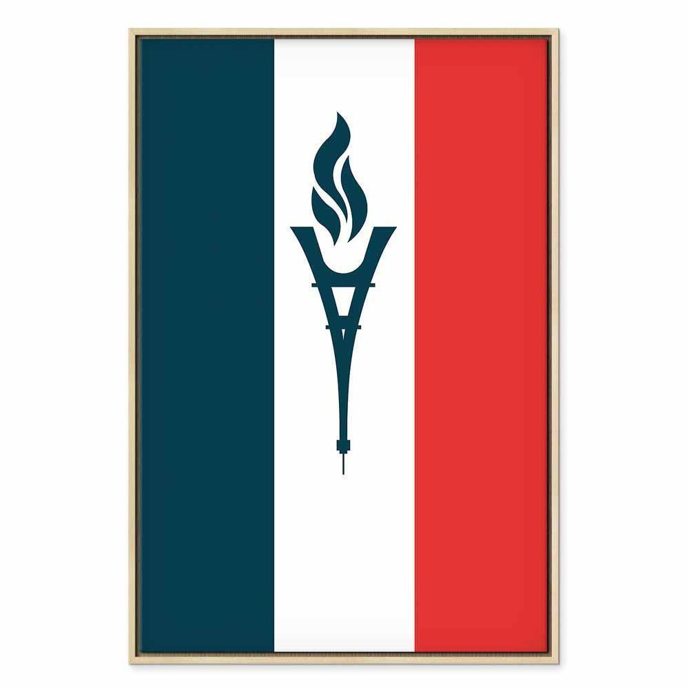 Leinwandbild - Torch Against the Backdrop of the French Flag
