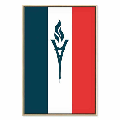 Leinwandbild - Torch Against the Backdrop of the French Flag
