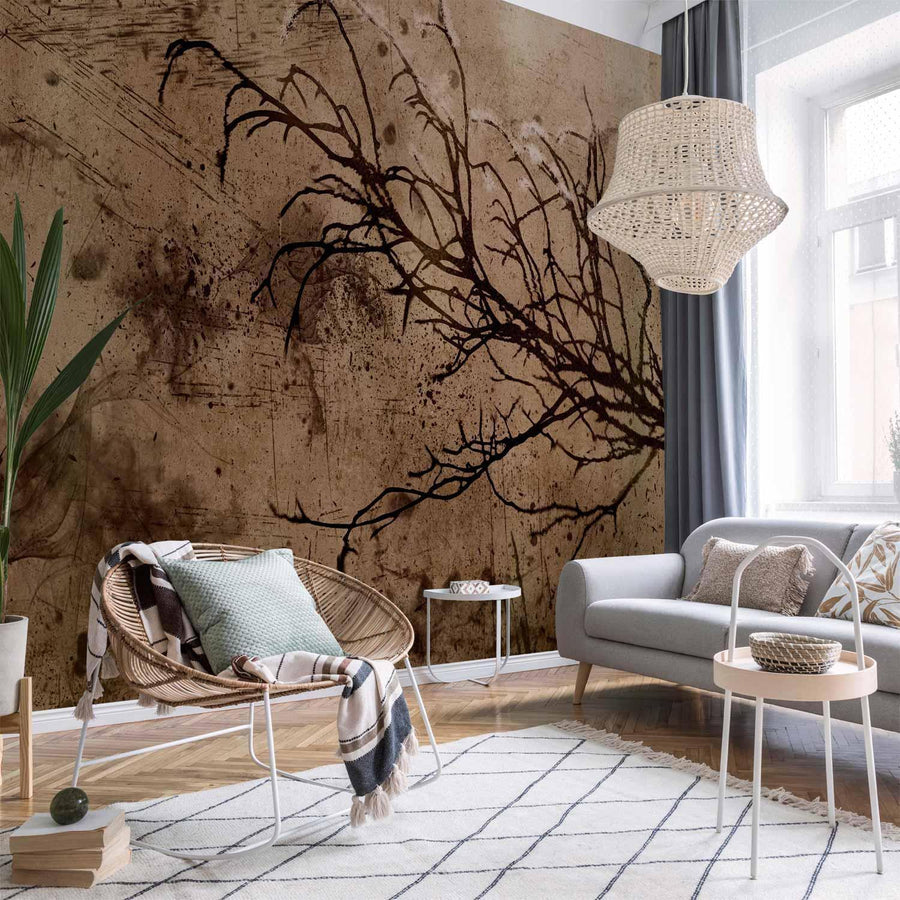 Fototapete „Blühender Kirschbaum“ – Zartes Naturmotiv mit Vintage-Charme