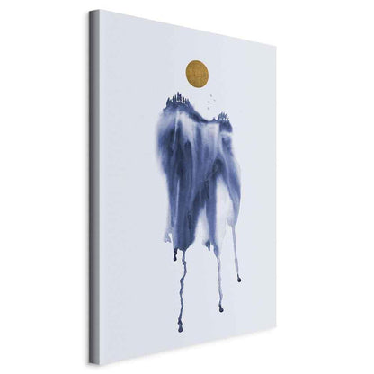 Leinwandbild - Forest in Watercolors (1-part) - Blue Hue Landscape Abstraction