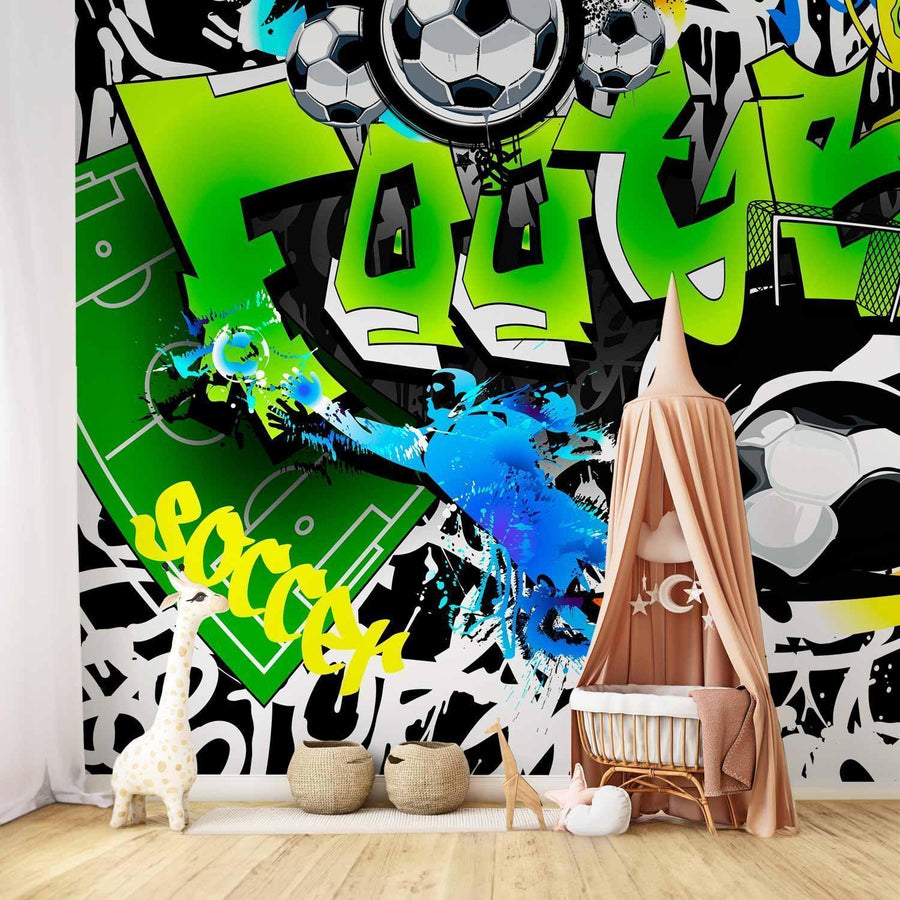 Fototapete Fußball Graffiti – Streetart fürs Kinderzimmer & Jugendzimmer Sawelt