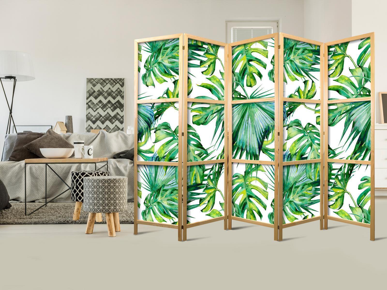 Japanischer Paravent - Monstera and Palm Leaves II Artgeist