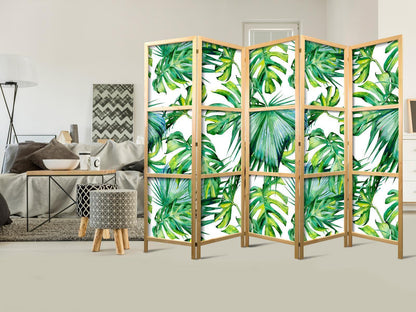 Japanischer Paravent - Monstera and Palm Leaves II Artgeist