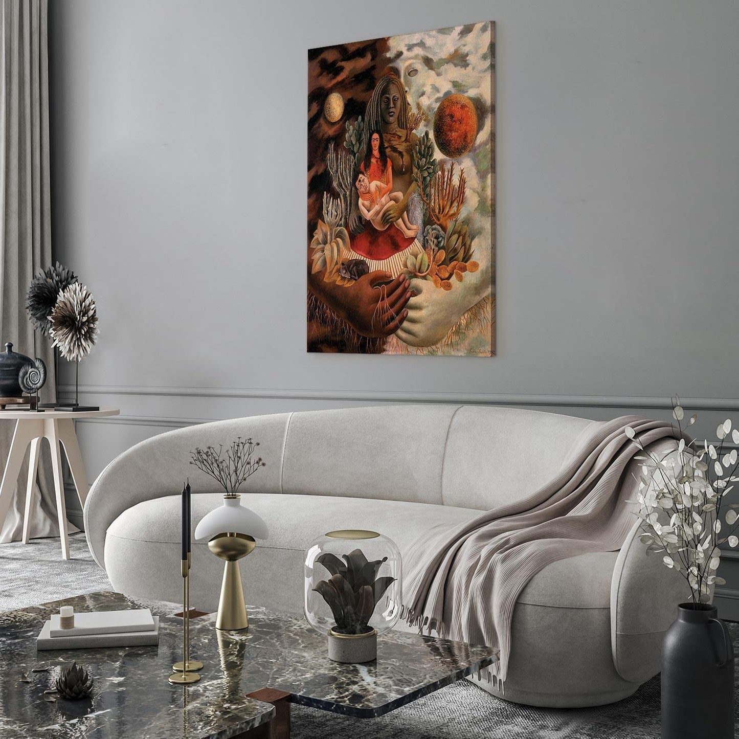 Leinwandbild - Frida Kahlo – The Love Embrace of the Universe, the Earth (Mexico), Myself, Diego, and Señor Xolotl