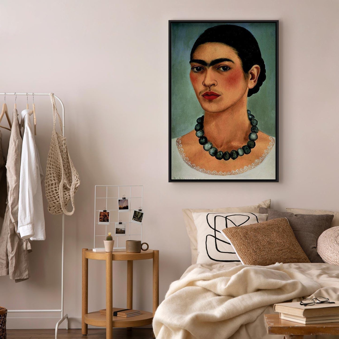 Leinwandbild - Frida Kahlo – Self-Portrait with Beaded Necklace