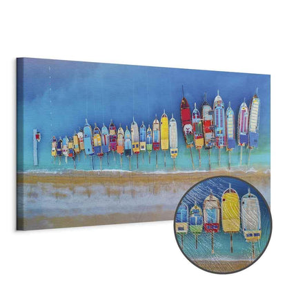 Leinwandbild - Colourful Boats (1 Part) Narrow